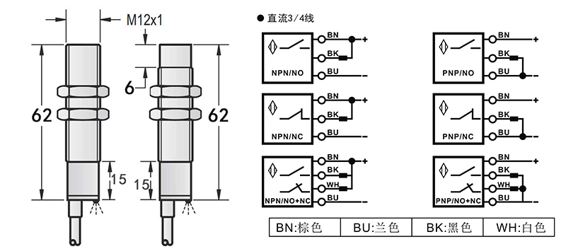 M12特氟龍電容式耐腐蝕接近開關 M12特氟龍電容式耐腐蝕接近開關