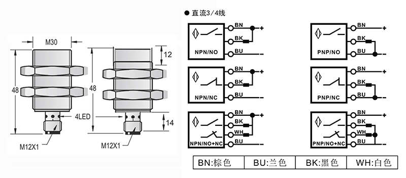 M30-M12-50mm圓柱標準型接近開關(guān)接頭式 M30-M12-50mm圓柱標準型接近開關(guān)接頭式