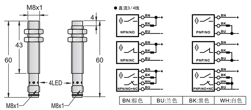 M8-M8長距離電感式接近開關接頭式 M8-M8長距離電感式接近開關接頭式