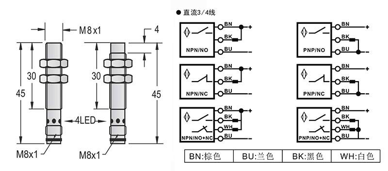 M8-M8-45mm圓柱標準型接近開關(guān)接頭式 M8-M8-45mm圓柱標準型接近開關(guān)接頭式