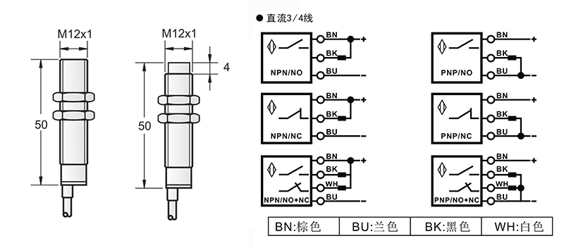 M12模擬量電流輸出出線式接近開關 M12模擬量電流輸出出線式接近開關